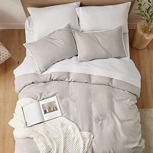 Bedsure Keten Nevresim King Size-100 % Fransız Keten 3 Parça Keten Yatak Seti Yorgan Nevresim Kral Sıcak Uyuyanlar için, organik