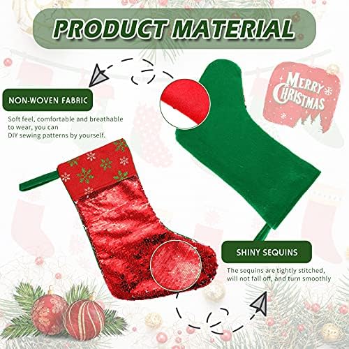 2 Parça Pullu Noel Çorap 18 İnç Noel Çorap Geri Dönüşümlü Geri Dönüşümlü Noel Stocking Klasik Glittery Asılı Çorap Aile Parti