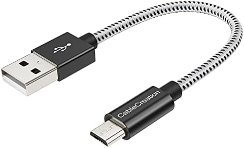 Kısa Mikro USB Kablosu, Kablo Oluşturma USB'den Mikro USB'ye 24 AWG Üçlü Korumalı Hızlı Şarj Kablosu, TV Çubuğu, PS4, Chromecast,
