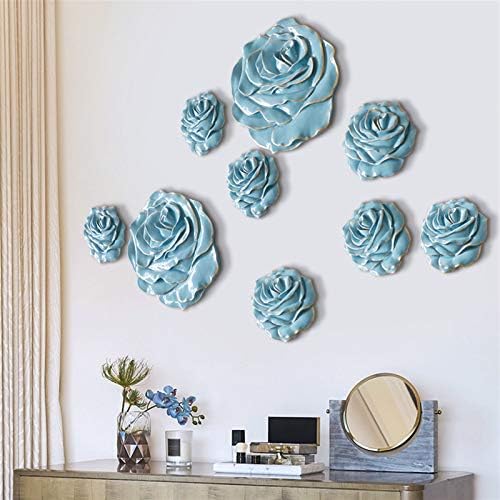 Olmadan 3D duvar çıkartmaları Ev Dekorasyon Oturma Odası Reçine Sanat Gül Çiçek Zanaat Odası Ev Dekorasyon Duvar Çiçek (Renk:
