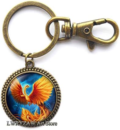 Phoenix Anahtarlık, Phoenix Sanat Anahtarlık, Yangın Phoenix, Phoenix El Çizim, Phoenix Kuş Hediye Phoenix Charm erkek Anahtarlık