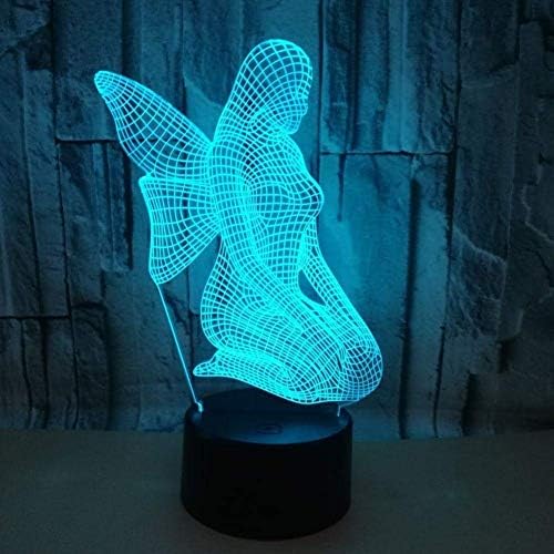 WPOLED melek kadın 3D Illusion lamba yaratıcı Fashian akrilik uyku ışık yatak odası başucu lambası restoran Bar LED gece ışık