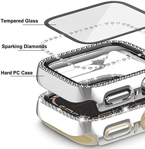 3 Paketi Drztope Bling Kılıf Competible için Apple İzle Serisi 7, ekran Koruyucu ile Temperli Cam için iWatch için 41mm 45mm