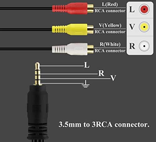 AAOTOKK 3.5 mm için 3 RCA Ses Bağlantı Kablosu, altın Kaplama 4 Kutup 3.5 mm Erkek 3 RCA Kadın TTRS AUX Stereo Ses Adaptörü