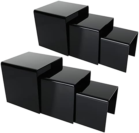 6 Adet Siyah Akrilik Ekran Yükselticiler, (3+4+5) Küçük Kübik Akrilik Vitrin Ekran Yükselticiler, Takı Ekran Yükseltici Raf