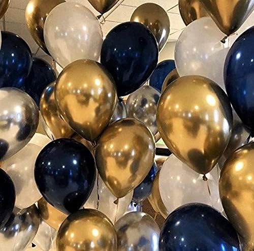 OMILA 20 adet Metal Altın Gümüş Balonlar Mürekkep Mavi Lateks Balon Düğün Doğum Günü Partisi Dekorasyon Festivali Kutlama Malzemeleri