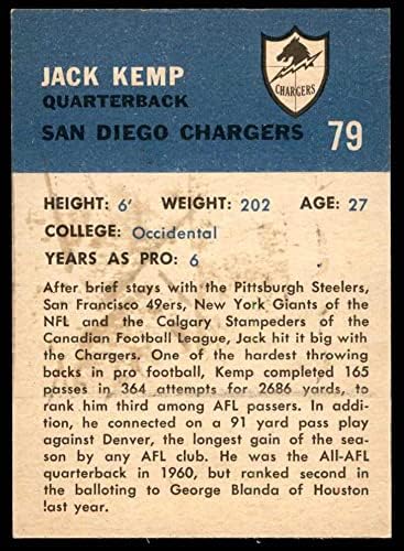1962 Fleer 79 Jack Kemp San Diego Şarj Cihazları (Futbol Kartı) Dekanın Kartları 5-ESKİ Şarj Cihazları