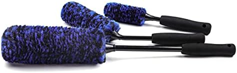 brushdepot Araba Tekerlek Fırçaları 3 Parçalı Kit – Açılı Jant Fırçası lastik yünleri içerir (3 Fırça) (Mavi)