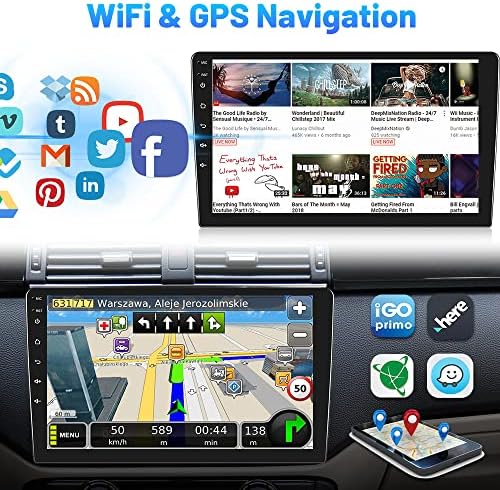 Hikity Android 11 Çift Din Araba Stereo 10.1 İnç Dokunmatik Araba Radyo GPS Navigasyon Bluetooth FM Radyo WiFi Ayna Bağlantı