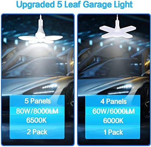 Garaj ışıkları 2 paket 80 W LED garaj ışık 5 Yaprak LED Garaj Aydınlatma deforme LED garaj ışıkları Vida Garaj Aydınlatma E26