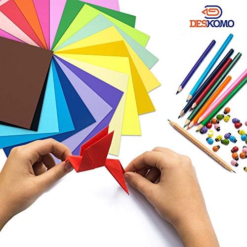 Deskomo Origami Kağıt Çocuklar için Çift Taraflı - Paketi 180 Yaprak-20 Canlı Renkli 6x6 İnç Oragami Kağıt Paketleri için Sanat