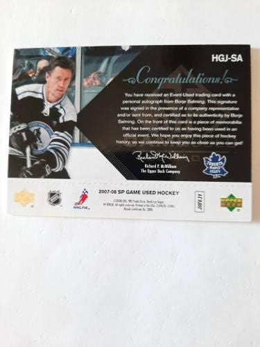 2007-08 SP Oyunu Kullanılan Edition Legends Klasik Jersey Borje Salming Oto 38/50 - Oyun Kullanılan NHL Formalar