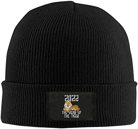 Güle güle 2021 Merhaba 2022 Kış Şapka Erkekler Kadınlar için Klasik Örme Kap Sıcak Kış Bere Kaflı Siyah