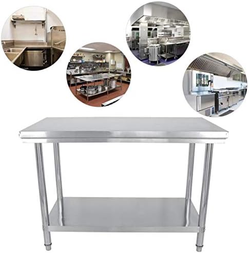TANKE DuraSteel Paslanmaz Çelik Ticari Çalışma Masaları 47.233.523.6 inç, Kitfchen Restoran için Metal Gıda Hazırlık Ticari