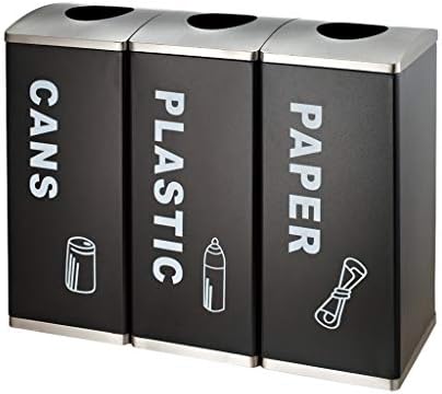 Metal Kapaklı Dikdörtgen 3 Sınıflandırma Açık / Kapalı Çöp Kovaları Alışveriş Merkezi Ortaya Çıkarılan Çöp Tenekesi Geri Dönüşüm