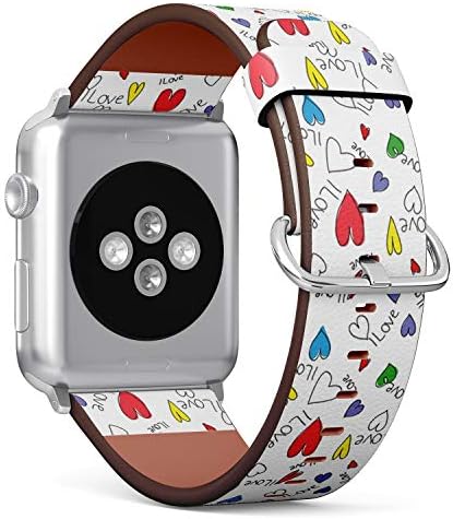 Apple Watch Serisi ile uyumlu 7/6/5/4/3/2/1 (Büyük Sürüm 42/44 / 45mm) Deri Bileklik Bileklik Yedek Aksesuar Bandı + Adaptörler-Sevgililer
