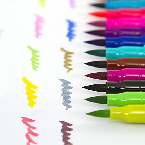 Aibesy 60 Renkler Çift İpucu Fırça Kalemler Esnek Fırça & 0.4 mm Fineliner İpucu Suluboya Sanat İşaretleyiciler Yetişkinler
