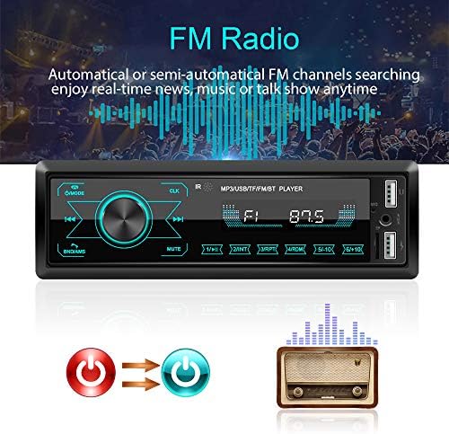 Hikity Tek Din Araba Radyo Alıcısı Pürüzsüz Dokunmatik FM Araba Stereo ile 2USB AUX SD Girişi, Bluetooth Kafa Ünitesi Destek