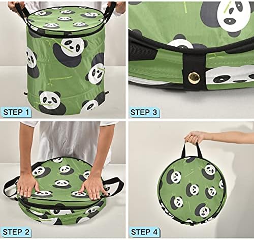Panda Yeme Bambu Pop Up Çamaşır Sepeti Katlanabilir Kapaklı Kirli Giysiler Sepet çamaşır sepeti Katlanabilir Depolama Organizatör