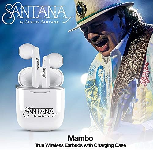 Carlos Santana tarafından Santana Mambo TWS Gerçek Kablosuz Kulaklık Bluetooth Kulaklıklar ile Şarj Kılıf, Kulak Dahili Mic