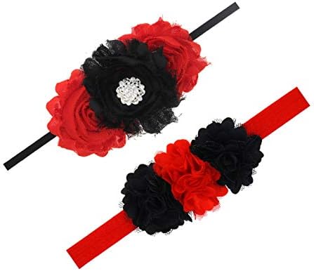 Siyah Kırmızı Çiçek Kafa Bandı Bebek Kızlar için Siyah Çiçek Kırmızı Saç Bandı Headdress JBC17