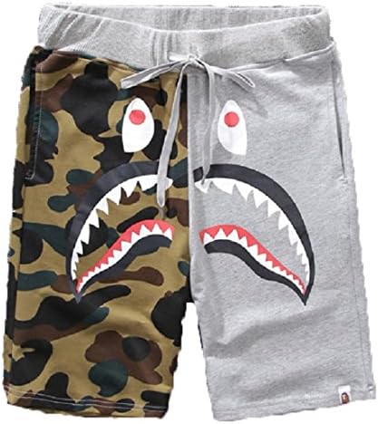 Büyük Ağız Köpekbalığı Maymun Bape Camo Erkek rahat spor pantolon Moda Jogger Şort DP-1grey