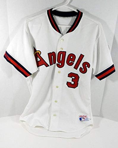 1989 California Angels Johnny Ray 3 Oyun Kullanılmış Beyaz Forma ASG P Kaldırıldı - Oyun Kullanılmış MLB Formaları