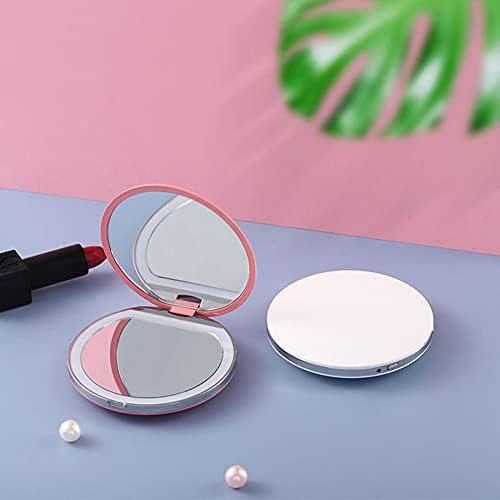 BFBSMZD Kompakt Makyaj Aynası, 1X / 3X Büyütme, Işıklı Kozmetik Ayna, Katlanır Ayna Elde Taşınabilir, Şarj Edilebilir, Parlaklık