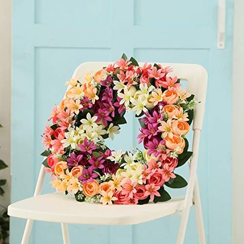 Fonzcı Yapay Gül Çiçek Çelenk İpek Çiçek Çelenkler Ön Kapı için Yapay Çiçek Çelenk Ev Ön Kapı Düğün Duvar Dekor için