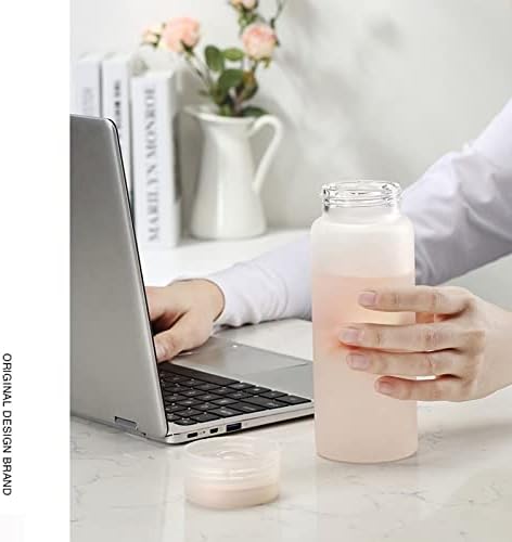 Su Şişeleri Buzlu Mat Şeffaf Cam Su Şişesi 420 ml Taşınabilir Sevimli BPA Ücretsiz Şişe Süt meyve suyu fincanı Ev Ofis (Kapasite: