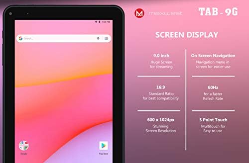TAB 9G Tablet 9 İnç (1024 x 600 Full HD Ekran), Android Tablet, Oreo GO Sürümü 16 GB, 1 GB Depolama, HD Ekran, WiFi ve Bluetooth