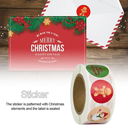 Xiaoling Noel Çıkartmalar Rulo, 500 Adet Noel Zarf Sızdırmazlık Etiket Etiketleri, Yuvarlak Noel Desen dekorasyon çıkartması,