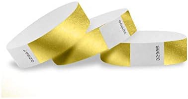 WristCo Derin Metalik Altın 3/4 Tyvek Bileklikler-Etkinlikler için 500 Paket Kağıt Bileklikler