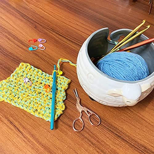 Weabetfu Koyun Seramik Iplik Kase Örgü Ipliği Topu Tutucu El Yapımı Zanaat Örgü Kase Storge Crocheting Aksesuarları ve Malzemeleri