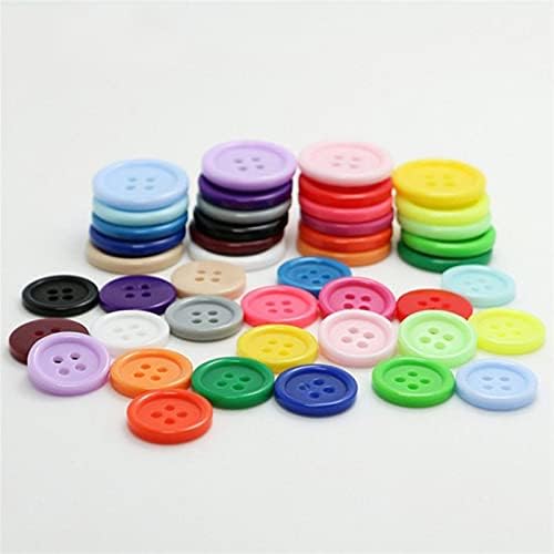 YUMYANJİN Düğmeleri 4 Delikli Yuvarlak Düğmeler, Düz Renk, Reçine Düğmeleri, Gömlek Üzerine Dikiş, Bebek Düğmeleri, El Yapımı