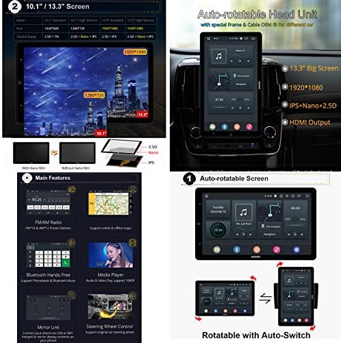 Foof 2 Din Android Araba Navi Stereo Araba Eğlence Multimedya Radyo ile DSP 13.3 Otomatik Dönebilen Kafa Ünitesi ile Bluetooth/GPS/WiFi/Araç