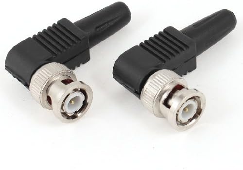Aexıt 2 Adet Ses ve Video Aksesuarları Plastik Kaplı Dik Açı BNC Erkek Konnektör RF Konnektörler ve Adaptörler Koaksiyel Adaptör