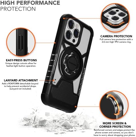 Rokform - iPhone 13 Pro Kristal Kılıf + Manyetik Ön Cam Emme Telefon Dağı