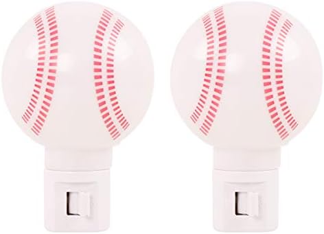 2 Paket Sıcak Beyaz - Yükseltilmiş Versiyonu LED Plug-in Gece Lambası Çocuklar için-Beyzbol Şekilli Lamba İyi Bak Çocuk Uyku