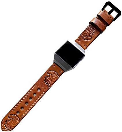NİCKSTON Kabartmalı Kartal Kafa Hakiki Deri Band Fitbit İyonik Smartwatch Kahverengi Kayış Bilezik ile Uyumlu (5 . Gül Altın