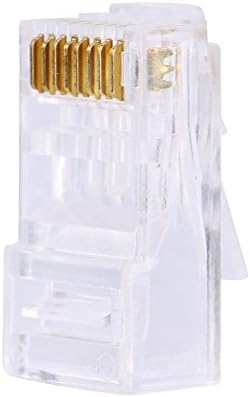 RJ45 Cat6 Konnektörler, 100 Adet Ethernet Kablosu Sıkma Konnektörleri Korumasız, Gigabit Ağları için Altın Kaplama 8P8C Ağ