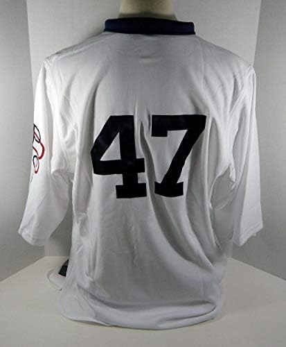 2009 Pittsburgh Pirates Evan Meek 47 Oyunu Yayınlandı Beyaz Forma 1909 PBC 2816 - Oyun Kullanılmış MLB Formaları