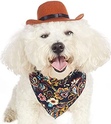 Coomour Kovboy Köpek Şapka ve Komik Pet Bandana Puppu Kap Kıyafetler Cadılar Bayramı Kedi Kostüm Küçük Köpek Kediler için (L)