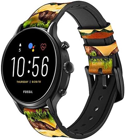 CA0098 Hamburger Deri akıllı saat Band Kayışı için Fosil Hibrid Smartwatch Nate, hibrid İK Latitude, hibrid Smartwatch Makinesi