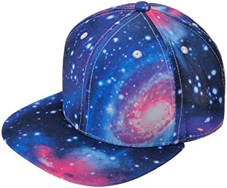ZLYC Unisex Galaxy beyzbol Şapkası Ayarlanabilir Düz Bill Snapback Şapka