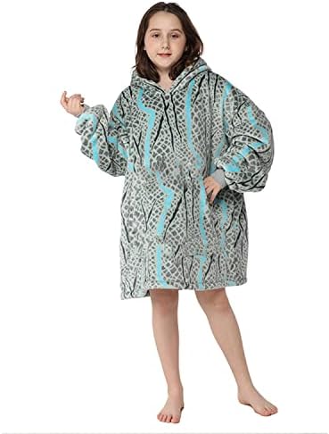 Büyük Cepler,Yumuşak Peluş Sweatshirt Kapşonlu Popüler Giyilebilir Battaniye, Tek Beden Herkese Uyar
