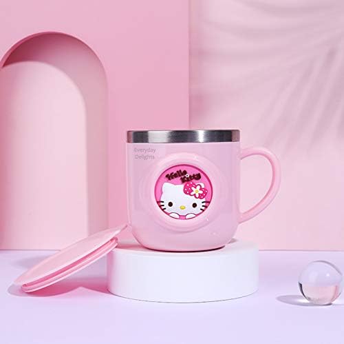 Everyday Delights Sanrio Hello Kitty Pembe Paslanmaz Çelik Yalıtımlı Kapaklı Bardak, 260ml