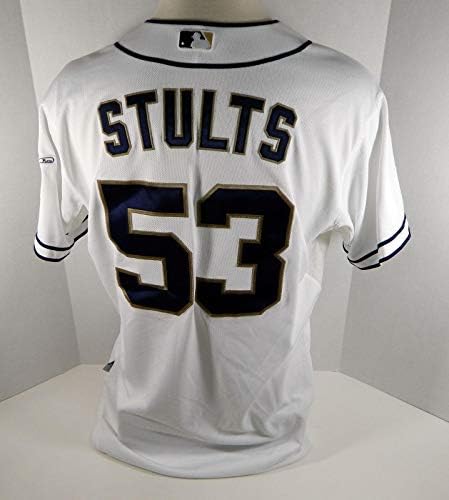 2012 San Diego Padres Eric Stults 53 Oyun Kullanılmış Beyaz Forma - Oyun Kullanılmış Major league BASEBALL Formaları