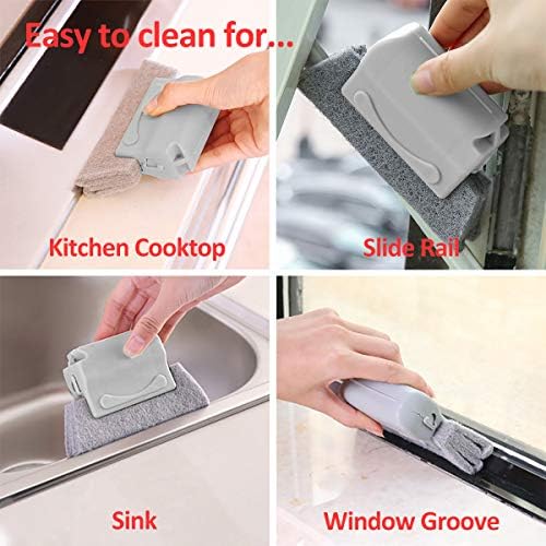 Sihirli Pencere Temizleme Fırçası 4 Paketleri, Slayt Fırça Kafası Oluk Köşe Çatlak Temizleme Araçları için Sürgülü Kapı / Kiremit