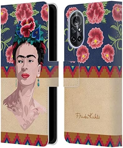 Kafa Durumda Tasarımlar Resmen Lisanslı Frida Kahlo Sarı Portre Deri Kitap Cüzdan Kılıf Kapak Huawei Nova 8 5G ile Uyumlu